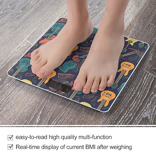 Guitarra Pattern Digital Bathroom Scale for Body Weight Weighing Scale with Backlit LCD Display High Precision Measurements &amp Measures Weight Up to 180kg