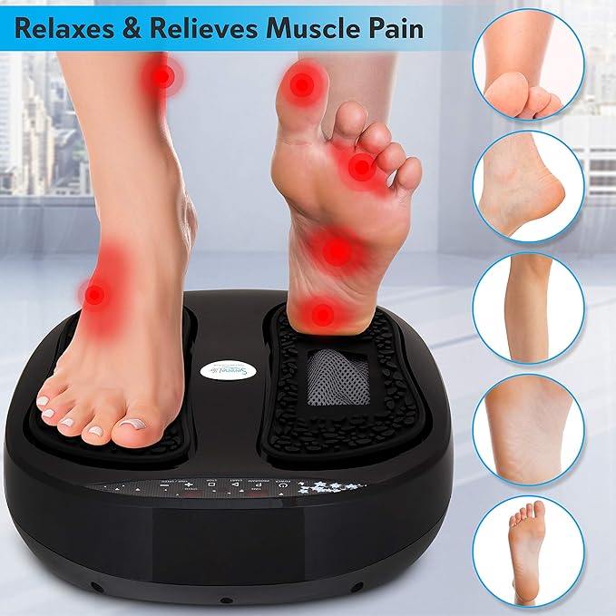 SereneLife Hurtle Shiatsu Foot Massager Machine - Chinese Reflexology Sitting Remote Control Option Simple Cleaning Pads 2 Functions Massage and Beating | Auto-Programs Adjustable Time &amp Settin
