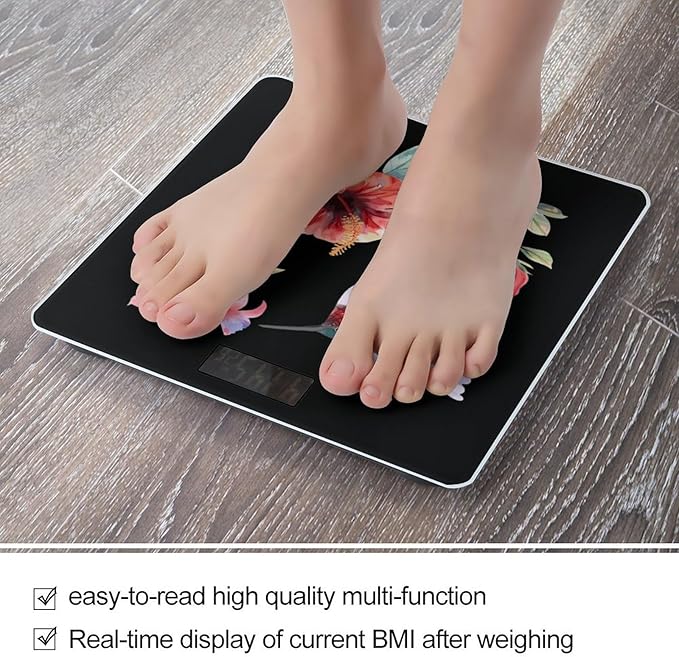 Hummingbirds Flowers Scale for Body Weight Smart Accurate Digital Bathroom Scale with Easy Read LCD style