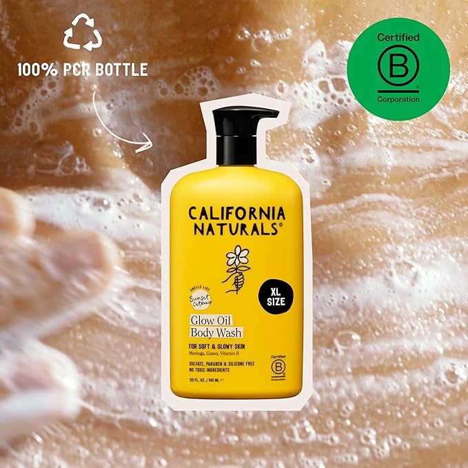 California Naturals Glow Body Wash Sunset Citrus 2-Pack Hydrating Body Wash for Soft Glowing Skin Gentle Skin Care for Women &amp Men Natural Vegan Cruelty Paraben &amp Sulfate Free 20 oz