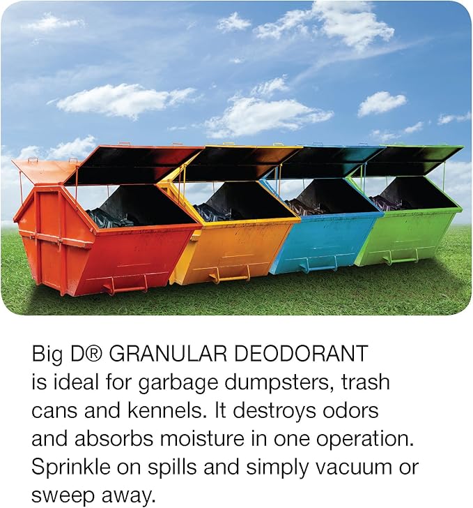 Big D 150 Granular Deodorant Moisture Absorbent Lemon Fragrance 16 oz (Pack of 12) - Absorbs accidental spills for easy clean-up - Ideal for use in garbage dumpsters trash cans kennels