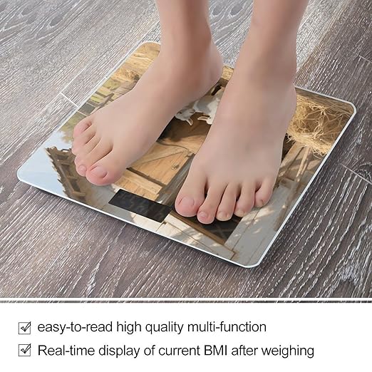 Farm Animal Cute Goat Bathroom Scale for Body Weight LCD Display Digital Bathroom Scale Tempered Glass Bathroom Weight Scales Fashion Smart Scales for Home Bedroom 400 Lb