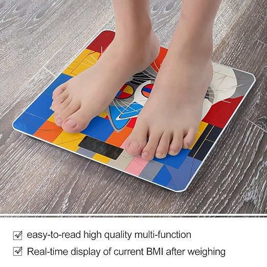 Red and Blue Cat Scale for Body Weight Anti-Slip Sturdy Tempered Glass Weighing Machine Highly Digital Accurate Bright LCD Bathroom Scale for Household Gift
