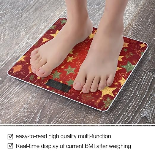 Christmas Bathroom Scale Rounded Smart Scale for Body Weight Automatic Power On/Off Weight Scales Accurate Bathroom Digital Scales for Pet Home Bedroom Kitchen