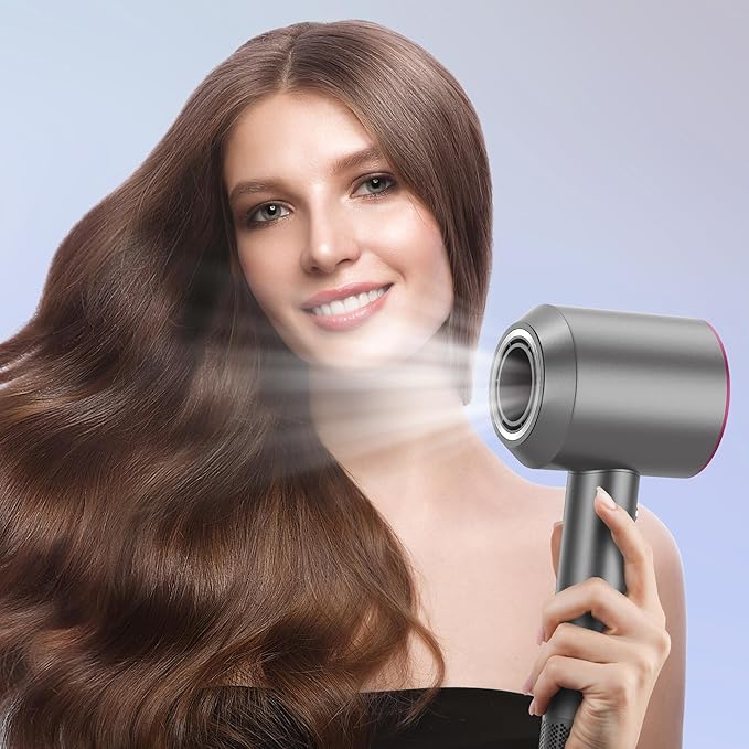 1600W Fast Drying Hair DryerNegative Ionic Blow Dryer with High-Speed 110000 RPM Brushless Powerful Digital MotorLow Noise Thermo-Control (Light Blue+Pink)