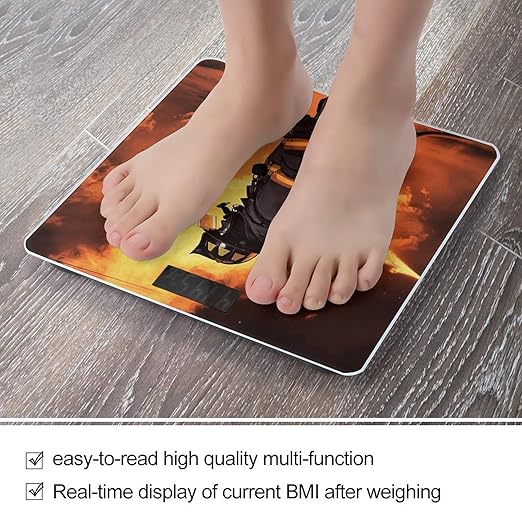 Firefighter Fireman Flame1 Weight ScaleClear LED Display Bathroom Digital Weighing ScaleTempered Glass Digital Bathroom Scale for Body Weight Capacity Up to 400 Lbs