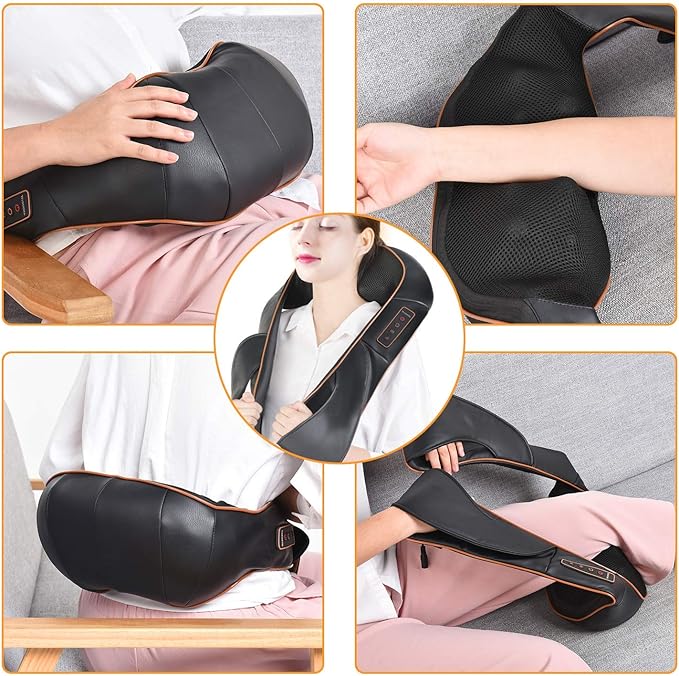 TRIDUCNA Neck Back Massager with Heat Shiatsu Electric Deep Tissue with 3D Kneading Massage 3 Intensity Levels Muscle Pain Relief for BackNeckShoulderLegs Gifts for Her/Him/Friend/Mom/Dad