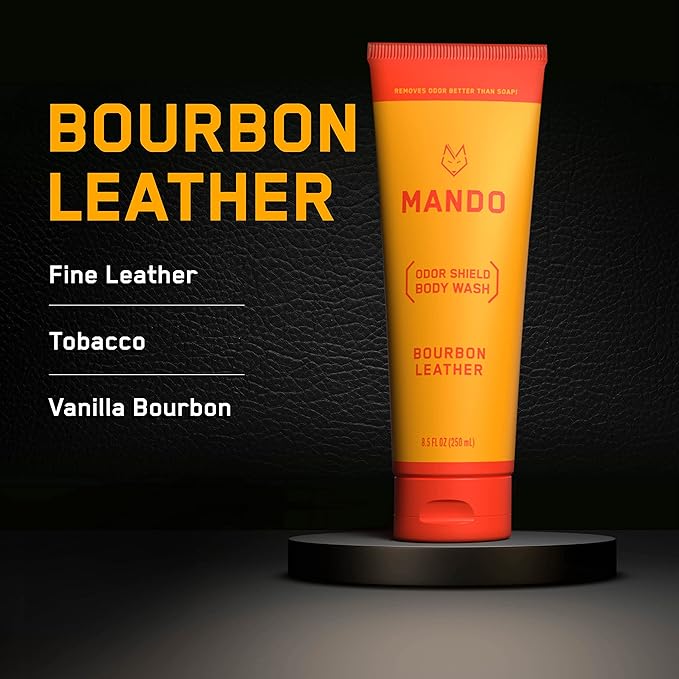 Mando Odor Shield Body Wash - Mt. Fuji and Bourbon Leather Scents - 24 Hour Control Removes Odor Better than Soap | Mt Fuji | SLS Free Paraben Free Skin Safe