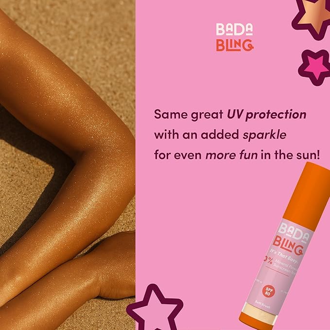 Bada Boom Bada Bling Shimmer Mineral Translucent Sunscreen Powder Brush on SPF 50 and Sparkles
