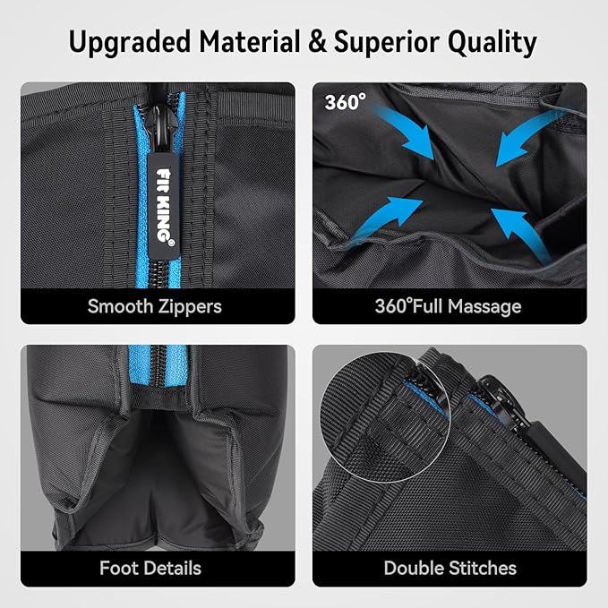 FIT KING Leg Massager Upgraded Foot and Calf Massager with Air Compression Therapy Sequential Compression Device Massage Boots for Circulation Edema RLS Pain Relief - 3 Timer Options