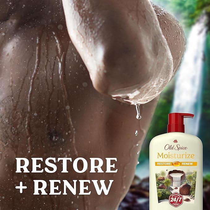 Old Spice Cleansing Body Wash for Men 24/7 Shower Fresh with Lasting Scent Restore &amp Renew Gentle on Skin Vitamin B3 Moisturize with Shea Butter Scent 30 oz (Pack of 4)