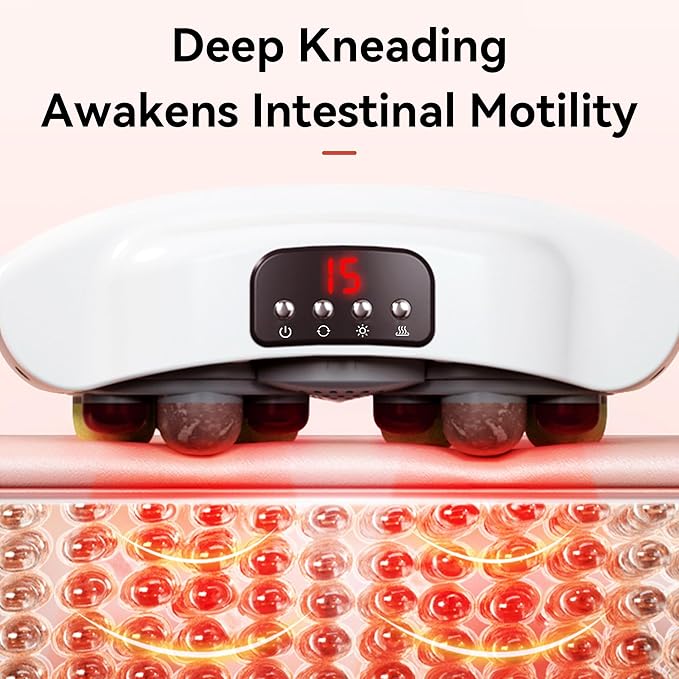 Dual Disc Abdominal Massager Professional Hands-Free Belly Massager Machine with Heat for Digestion Aid Relieve Bloating Constipation Stomach Fat &amp Period Cramps