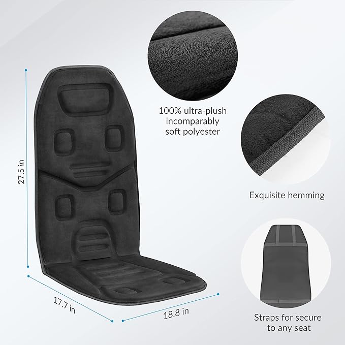COMFIER Back Massager with Heat App Control Vibration Massage Seat Cushion 10 Motors &amp 3 Heat Levels Chair Massager Pad Gifts for MomDad Home Office UseBlack