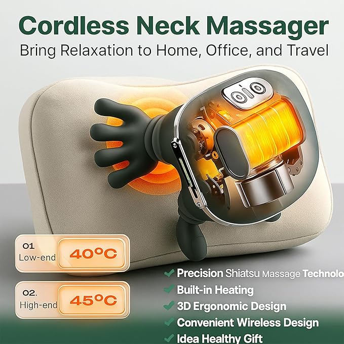 N7 Master Hand Shoulder and Neck Massager Cervical MassagerSiasoo Neck Massager Shoulder Pro3D Ergonomic Design for Relief &amp Relaxation Cordless Back Massager for Home Office (1pcs)
