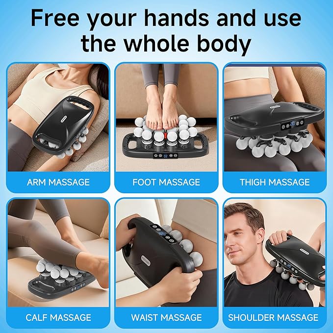 leikefitness 20-Head Deep Tissue Massage Gun with 20 Intensities 6 Modes 3 Timing Settings Electric Percussion Massager for Back Shoulders Legs Arms Neck