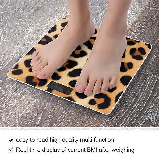 Women's Fashion Automatic Switch Digital Bathroom Weighing Scale Smart Scale Wild Animal Leopard Print