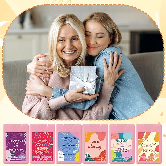 Frienda 12 Set Travel Size Hand Sanitizer Spray Bulk Portable Power Mist Thank You Mini Hand Sanitizer Employee Appreciation Day Gifts for Teacher Coworker Team Women's Day (PocketPink)