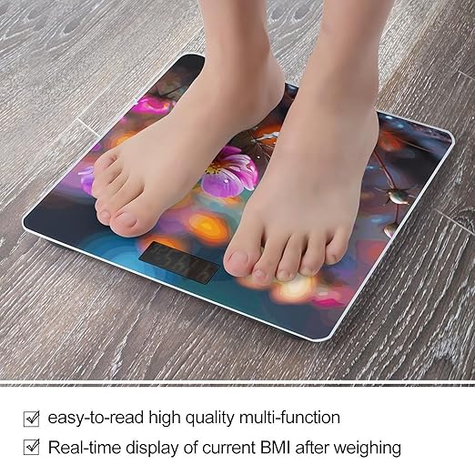 Colorful Small Flower Scale for Body Weight Smart Scales Digital Bathroom Scale High Precision Weighing Scales with Large Display Weighing Machine for People