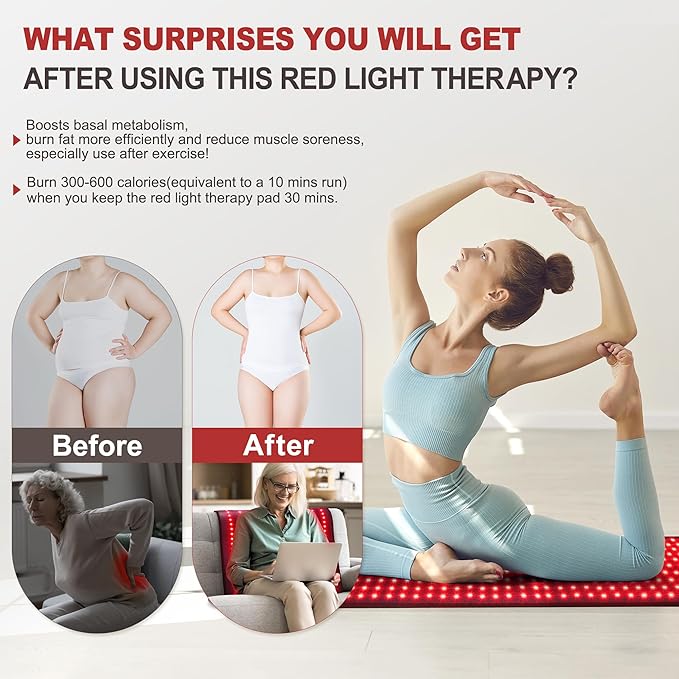 Red Light Therapy for Body Holiday Birthday Gifts for Women Men 39’’ x 24’’Large Infrared Light Therapy with Timer Red Light Panel for Back Belly Shoulder Joint (with Storage Bag)