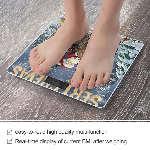 Before Christmas Bathroom Scale for Body Weight Bathroom Weighing Scales with Back Lit LED Display Sturdy Tempered Glass Body Weight Bathroom Scale 400lb Weighing