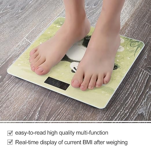 Panda Lying on The Lawn Bathroom Scale for Body Weight Bathroom Digital Electronic Weighing Scale with Back Lit LED Display Sturdy Tempered Glass Weight Watchers Scales 400lb