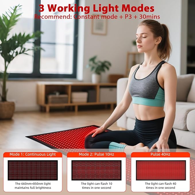 Red Light Therapy Large Mat for Whole Body Relief 71''x31'' Infrared Therapy Blanket 1280pcs Beads 660nm 850nm Red Infrared Therapy for Full Body Parts Relief at Once
