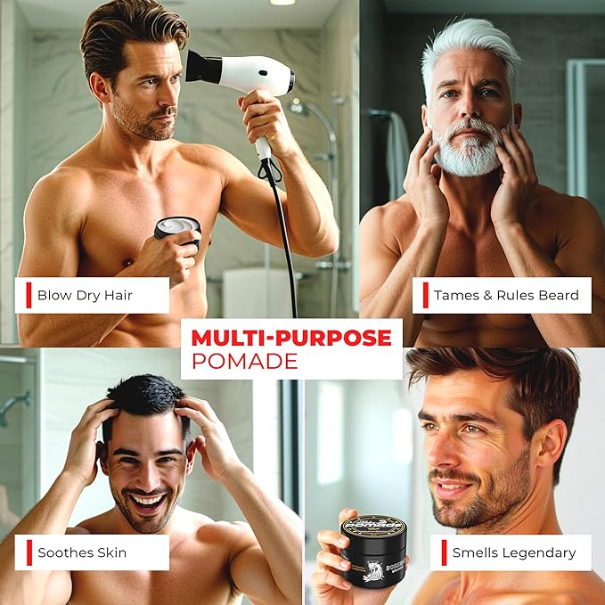 Bossman Hair &amp Beard Pomade for Men (Gold Scent) – Medium Hold &amp Moisturizing for Hair Beard &amp Mustache Styling – Made in USA