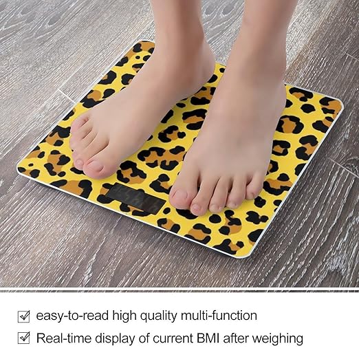 Automatic Switch Digital Bathroom Weighing Scale Smart Scale for Body Weight Cheetah Yellow Leopard Print