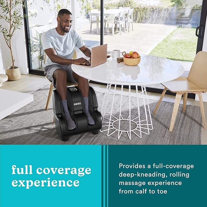 Homedics Foot and Calf Massager Deep Kneading Rolling Massage with 4 Programs 3 Intensities Adjustable Tilt for Comfort &amp Washable Liners. Foot Massager Machine That Hits The Calf at The Same t
