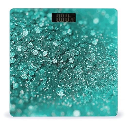 Turquoise Glitter Weight Scale Large Bathroom Scales Digital Weight with Bright LED Display Non Slip Automatic Weighing Scale Fashion Weighing Machine for Body