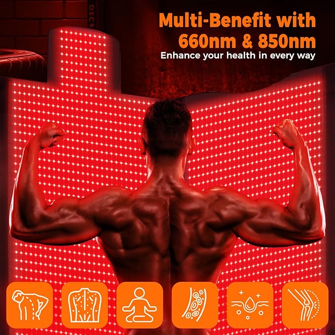 2570 LEDs Dual Full Body Red Light Therapy Mat Red Light Therapy Blanket 2570pcs 2in1 LEDs(660nm&amp 850nm) Premium Leather Adjustable Timer &amp Intensity