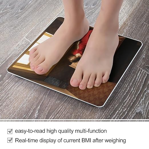 Retro Style Weight Scale Cute Bathroom Scale for Body Highly Accurate Digital Weighing Machine for People Compact LCD Display Scales with Sturdy Toughened Glass Scales