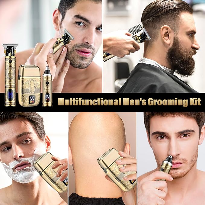 Professional Hair Trimmer Hair Clippers for Men Nose Hair Trimmer Men's Shaver SetCordless T-Blade Beard Trimmer Barber ClippersElectric Foil Shavers Razor for Men Haircutting Kit