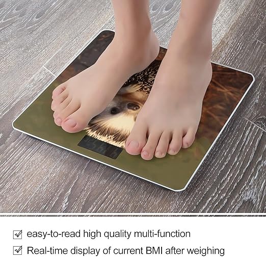 Digital Bathroom Scale for Body Weight Scale with Bright LCD Display High Accuracy Step-On Technology Auto On/Off Baby Hedgehog Digital Scales 400 Lbs /180kg