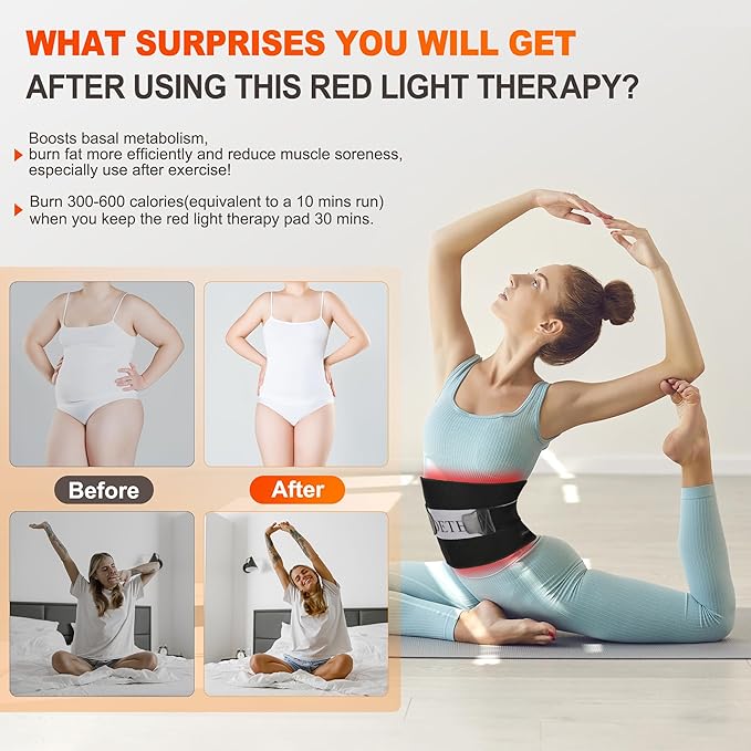 Red Light Therapy for Body 24’’ x 12’’Large Infrared Light Therapy Pad with Timer Remote Control 660nm 850nm Home Light Therapy for Knee Shoulder Back Muscle Joint (with Elastic Strap)