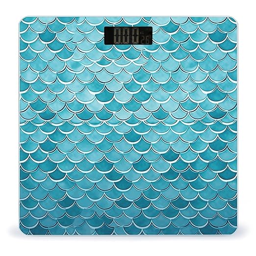 Blue Waves Squama Mermaid Scale Smart Scale for Body Weight Accurate Bathroom Scale with LED Display Digital Weight Scales Weighing Machine High Precision Scales for Bath Home