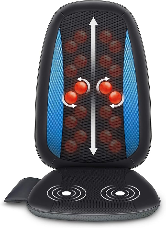 Comfier Back Massager Knee Massager Bundle | Deep Tissue Kneading Massage Seat Cushion Massage Chair Pad for Full Back Pain Relief Electric Body Massager for Home or Office Chair use