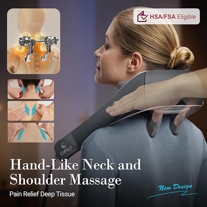 Shiatsu Neck and Shoulder Massager with Heat [Remote Control] FSA Eligible HSA 6D Kneading Neck Massager for Pain Relief Deep Tissue Gifts for Men Women