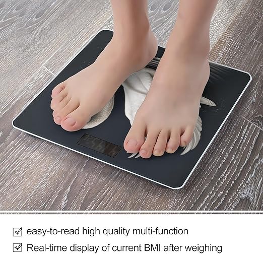 White Swan Scale with LCD Precision Weighing Scales Sturdy Tempered Glass Weight Scales Easy-to-Read Anti-Slip Weight Digital Bathroom Scale for Daily