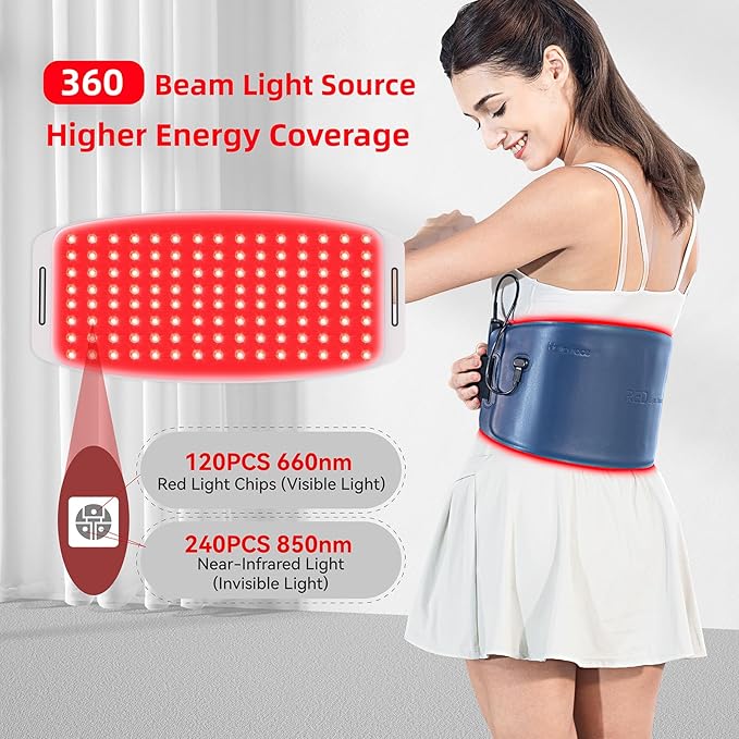 Red Light Therapy for Dogs and Humans Portable 360 LED Chips Red Light Therapy Belt with Strap Infrared Light Therapy Devices for Muscle &amp Joint Pain Relief