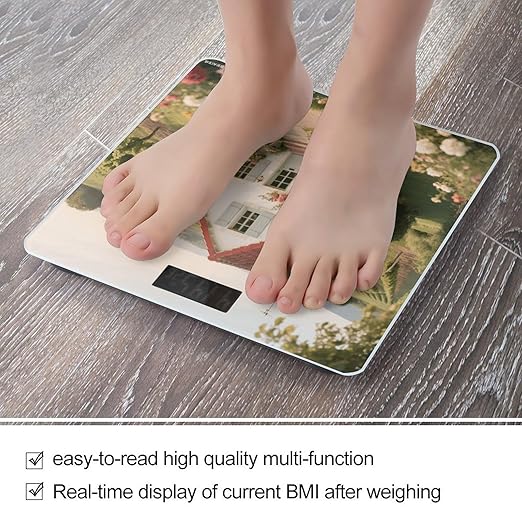 French Country Weight Scale Large Digital Bathroom Scales with Bright LED Display Non Slip Digital Scale and Step On Fashion Weighing Machine for Body