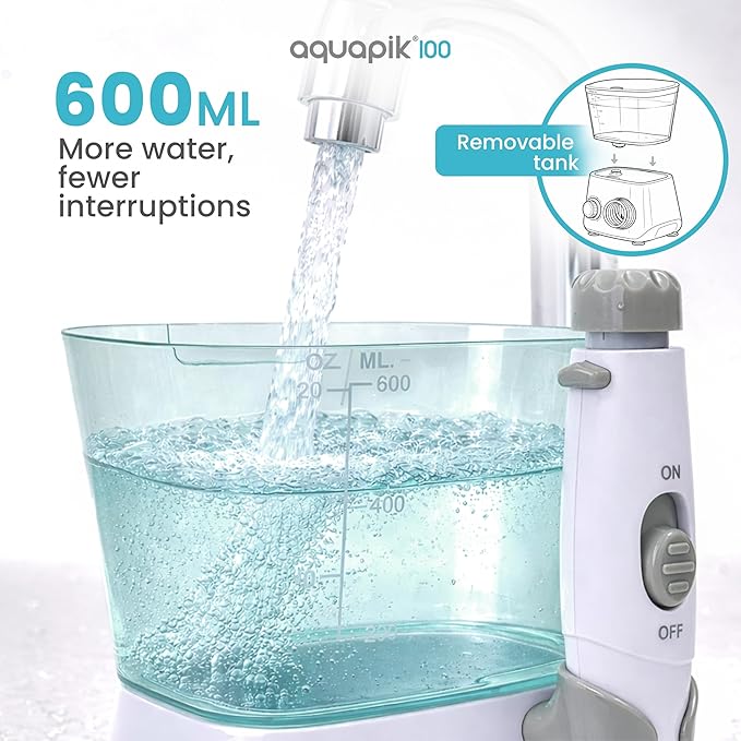 Bostontech® Water Flosser Deep Oral Cleaning with Electric Power Oral irrigator with 10 Adjustable Pressure Levels 9 Nozzles Includes Special Nasal tip 600 ml Tank Ideal for Gums Braces Implants