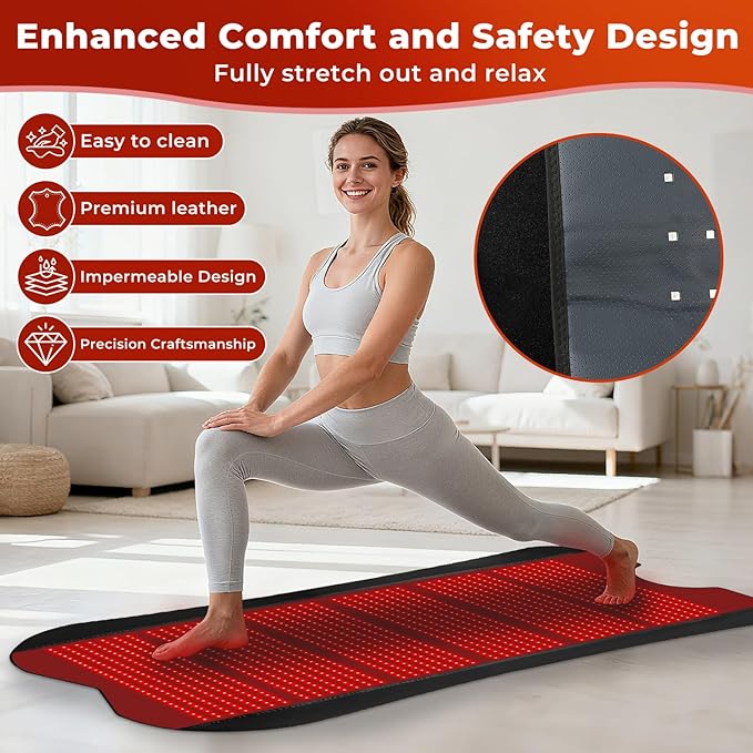 Red Light Therapy Mat for Body 76.8x 39.4 Red Light Therapy Pad with Controller 1260pcs 2 in 1 LEDs (660nm &amp 850nm) Adjustable Timer &amp Intensity