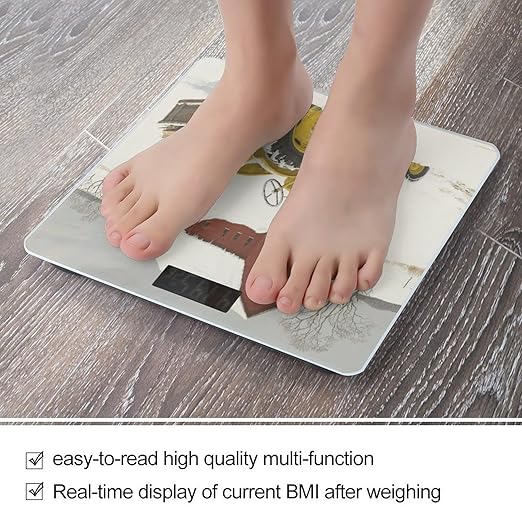 Tractor Flag Weight Scale Large Digital Bathroom Scales with Bright LED Display Non Slip Digital Scale and Step On Fashion Weighing Machine for Body