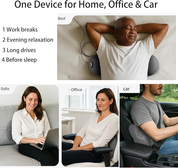 3-in-1 Upgraded Electric Lumbar Support Pillow Adjustable Heated Back Massager for Deep Tissue Massage to Relieve Pain