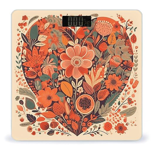 Folk Style Flowers Scale for Body Weight Smart Scales Digital Bathroom Scale High Precision Weighing Scales with Large Display Weighing Machine for People