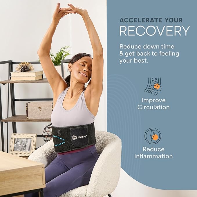 Lifepro Red Light Therapy Belt – Allevared Infrared Red Light Therapy for Body Back Pain and Shoulder - 660nm &amp 850nm Near Infrared Heating Pad – Adjustable &amp Portable for Wellness &amp Rela