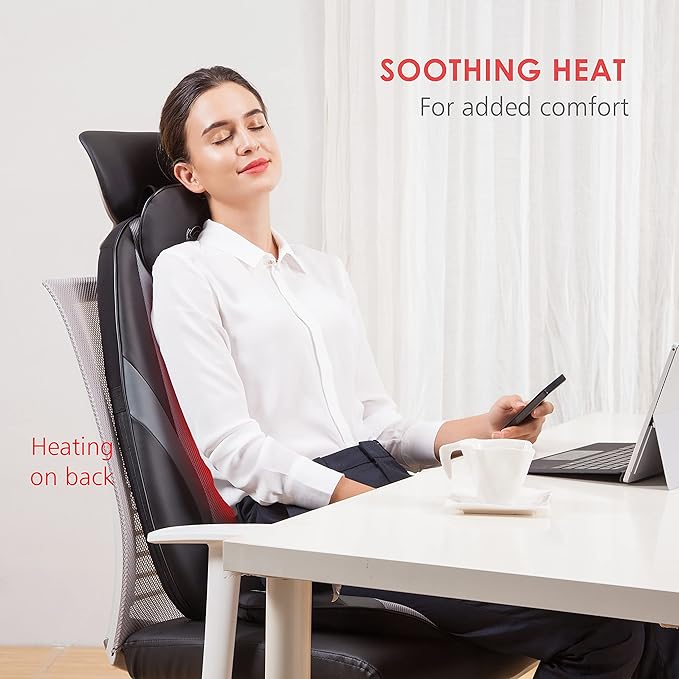 Snailax Shiatsu Massage Cushion with Heat Massage Chair Pad Kneading Back Massager for Home Office Seat use Foot Massager Machine with Heat