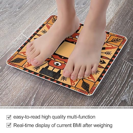 Boho Mandala Weight Scale Large Bathroom Scales Digital Weight with Bright LED Display Non Slip Automatic Weighing Scale Fashion Weighing Machine for Body