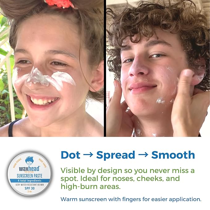 Waxhead Zinc Sunscreen for Face Mineral Sunscreen Kids Sunblock Reef Safe Non-Nano for Body